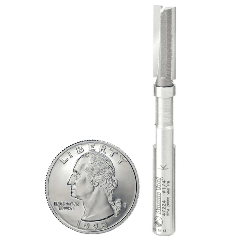1/4" x 2-7/16" Miniature Flush Trim Plunge Template with Upper Ball Bearing, 2-Flute, 1/4" Shank - Alt Image 2