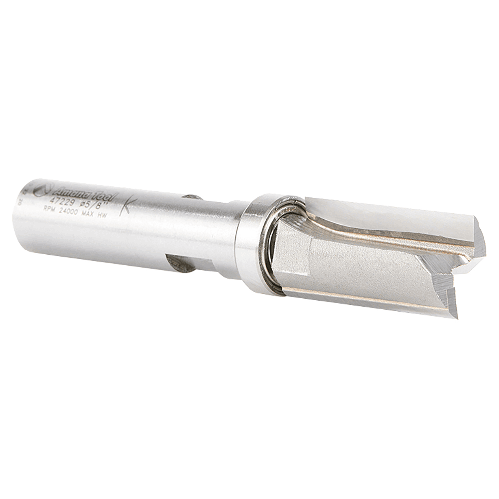 5/8" Dia x 1-1/4" Carbide Tipped Flush Trim Plunge Template, 1/2" Shank with Upper Ball Bearing Router Bit Alt 3 - Image