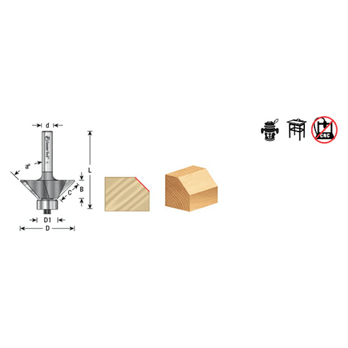 3/4" x 7&#730; Bevel Laminate Trim Bit with Ball Bearing, 3-Flute, 1/4" Shank - Alt Image 2