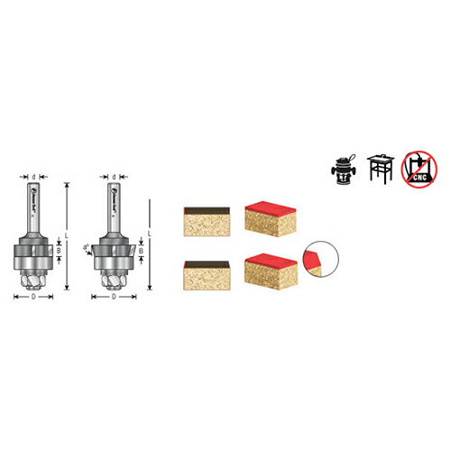 7/8" x 2-3/8" 4-Wings Flush Trim Single Bevel Cutter Assembly, 1/2" Shank - Alt Image 2