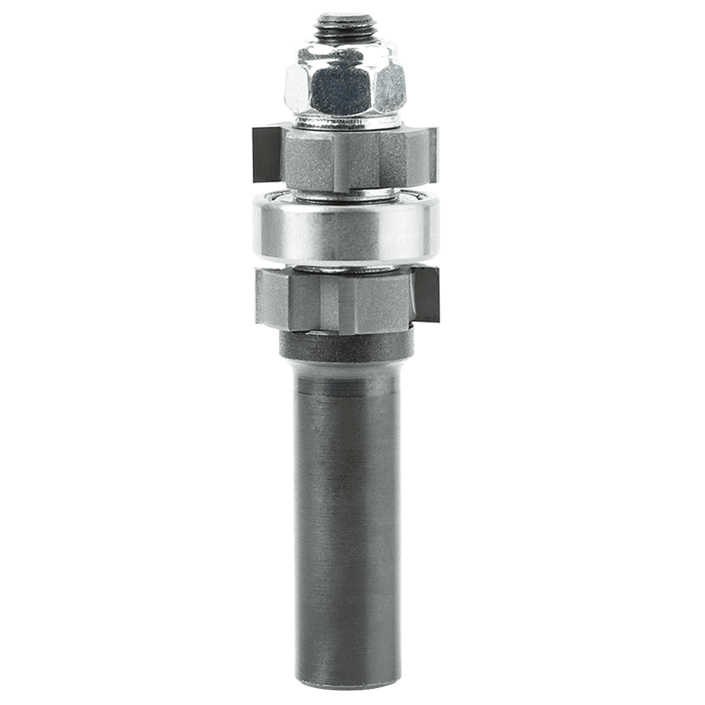7/8" x 3" 4-Wings Double Bevel Flush Trim Cutter Assembly with Center Ball Bearing, 1/2" Shank - Main Image