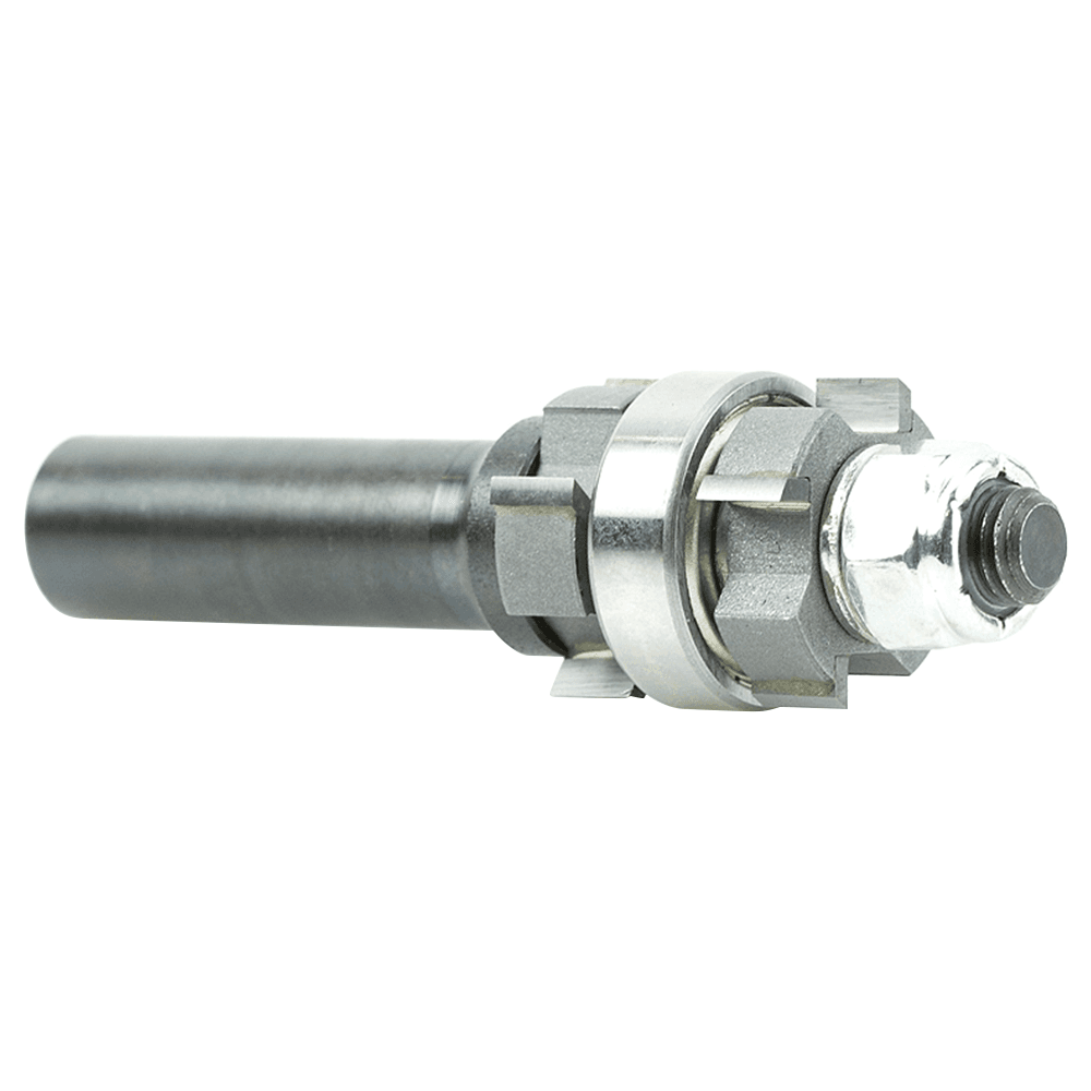 7/8" x 3" 4-Wings Double Bevel Flush Trim Cutter Assembly with Center Ball Bearing, 1/2" Shank - Alt Image 1