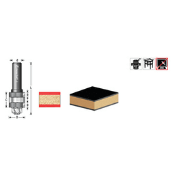 7/8" x 3" 4-Wings Double Bevel Flush Trim Cutter Assembly with Center Ball Bearing, 1/2" Shank - Alt Image 2