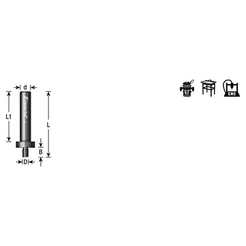 1/4" - 28 NF x 1-13/16" x 15/32" Threaded Arbor for Screw Type Mortising Cutters, 1/4" Shank - Alt Image 3