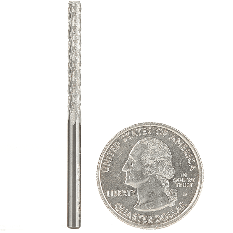 1/8" x 2" Fiberglass/Composite Cutting Medium Burr Router Bit with End Mill Point, 1/8" Shank - Main Image