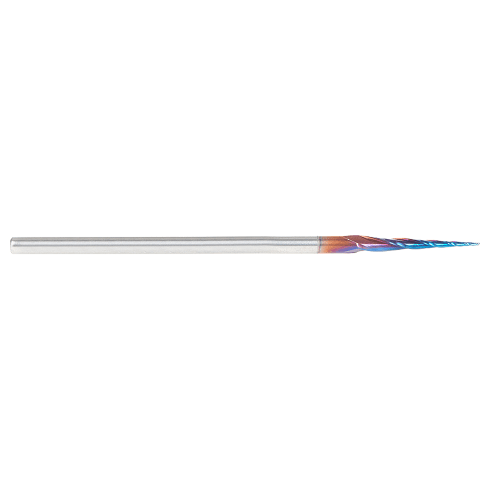 50mm x 75mm CNC 2D/3D Carving 3.7° Tapered Angle Ball Tip Up-Cut Spektra Extreme Tool Life Coated Spiral Router Bit, 3-Flute, 3mm Shank Alt 2 - Image