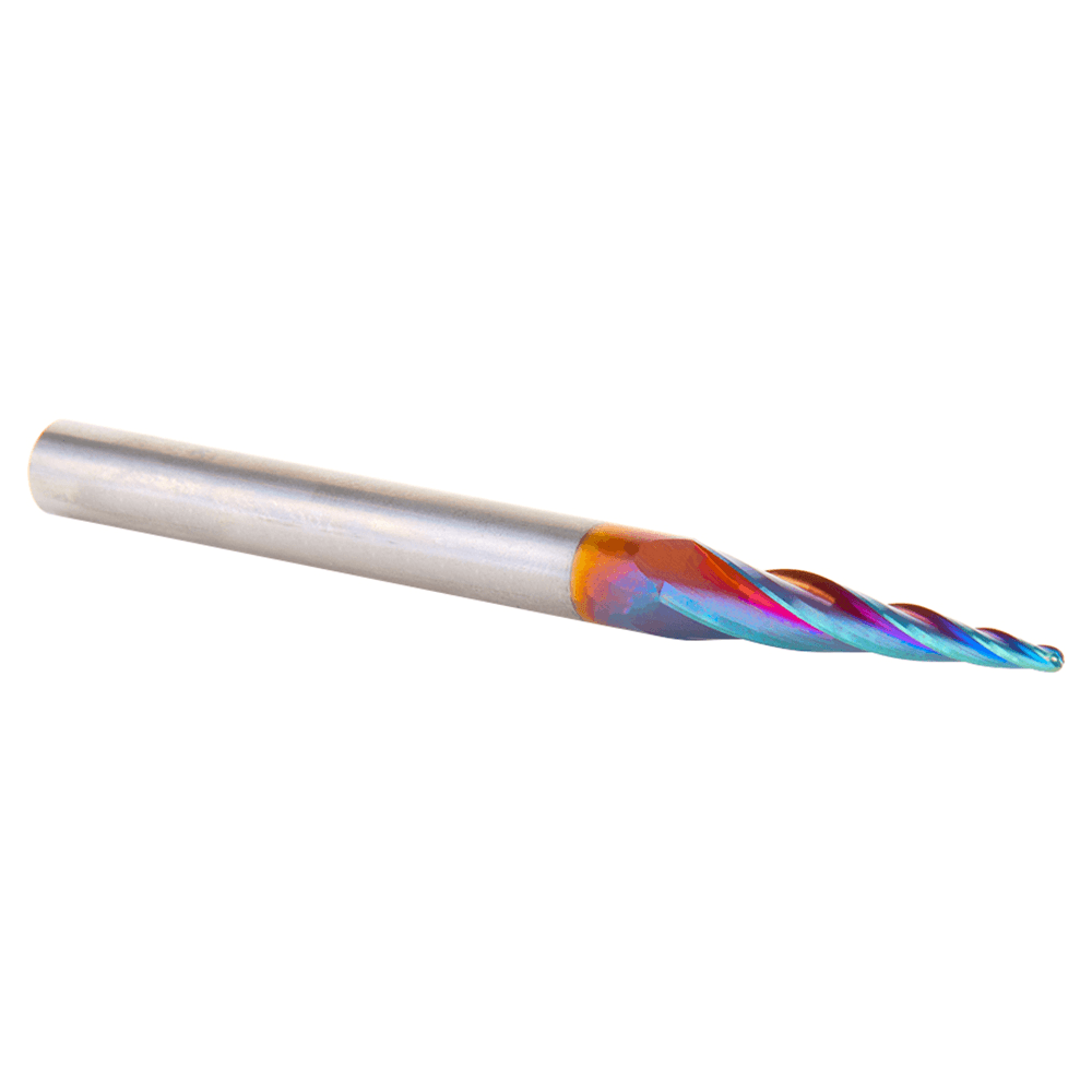 1.5mm x 75mm CNC 2D/3D Carving 5.4° Tapered Angle Ball Up-Cut Spektra Extreme Tool Life Coated Spiral Router Bit, 4-Flute, 6mm Shank Alt 3 - Image