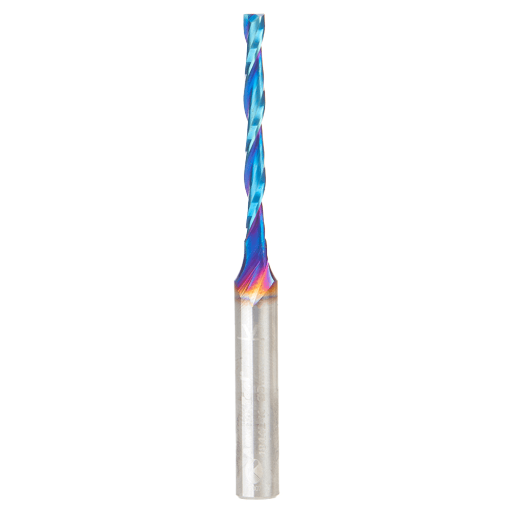 3mm x 64mm Solid Carbide CNC Spektra Extreme Tool Life Coated Foam Cutting Up-Cut Square End Spiral Router Bit, 2-Flute, 6mm Shank Main - Image