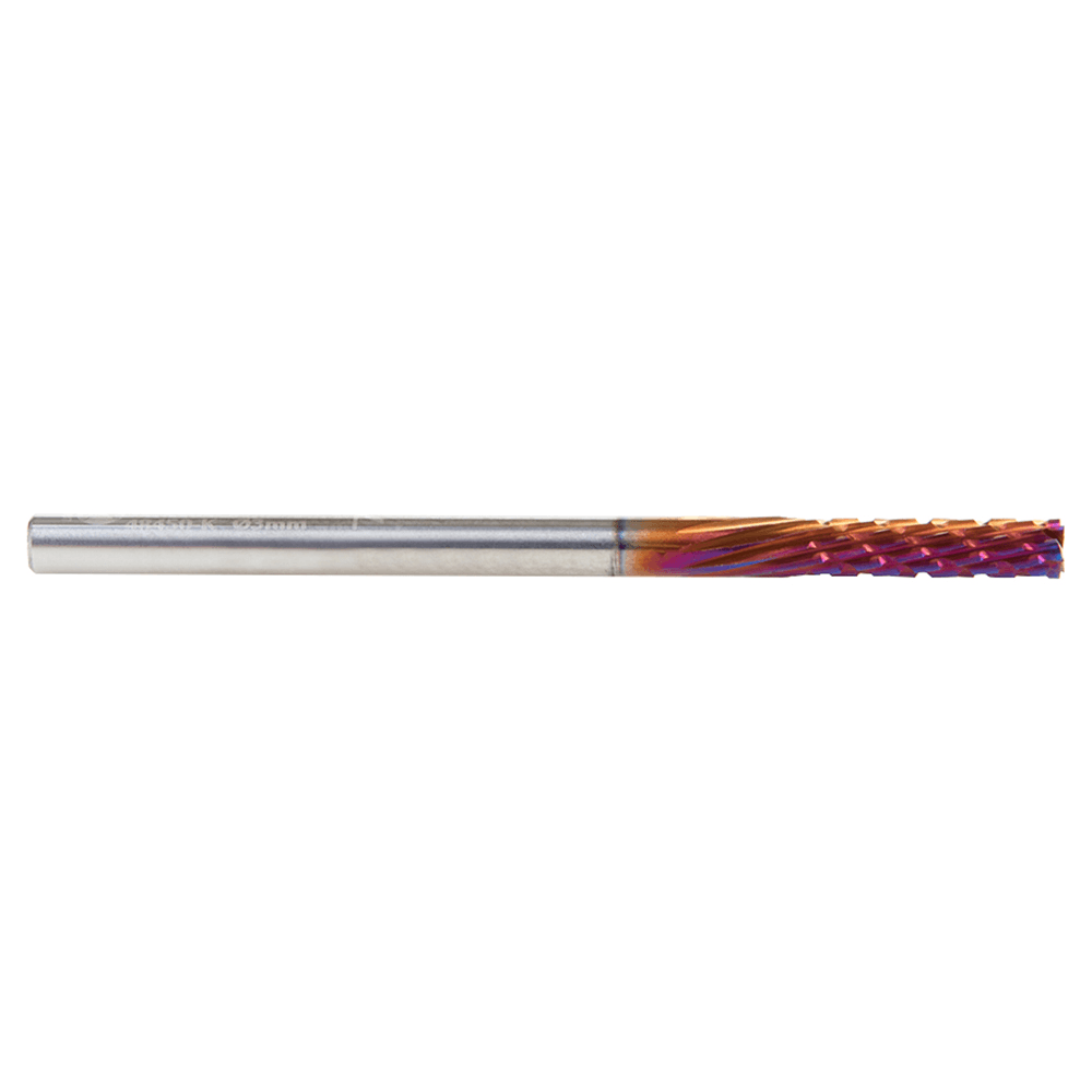 3mm x 50mm Solid Carbide CNC Spektra Extreme Tool Life Coated Down-Cut Spiral Router Bit, 10-Flute, 3mm Shank Alt 2 - Image
