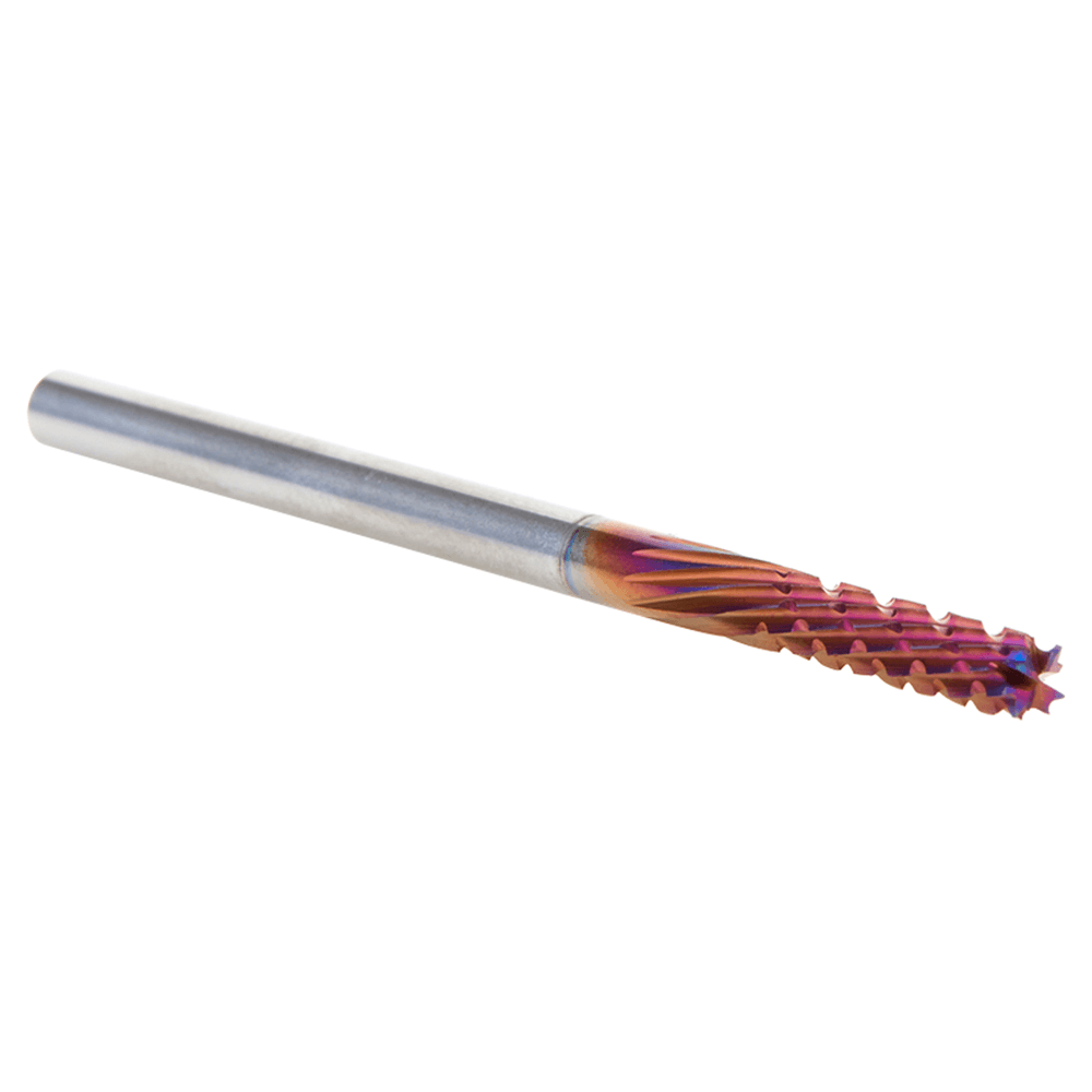 3mm x 50mm Solid Carbide CNC Spektra Extreme Tool Life Coated Down-Cut Spiral Router Bit, 10-Flute, 3mm Shank Alt 3 - Image