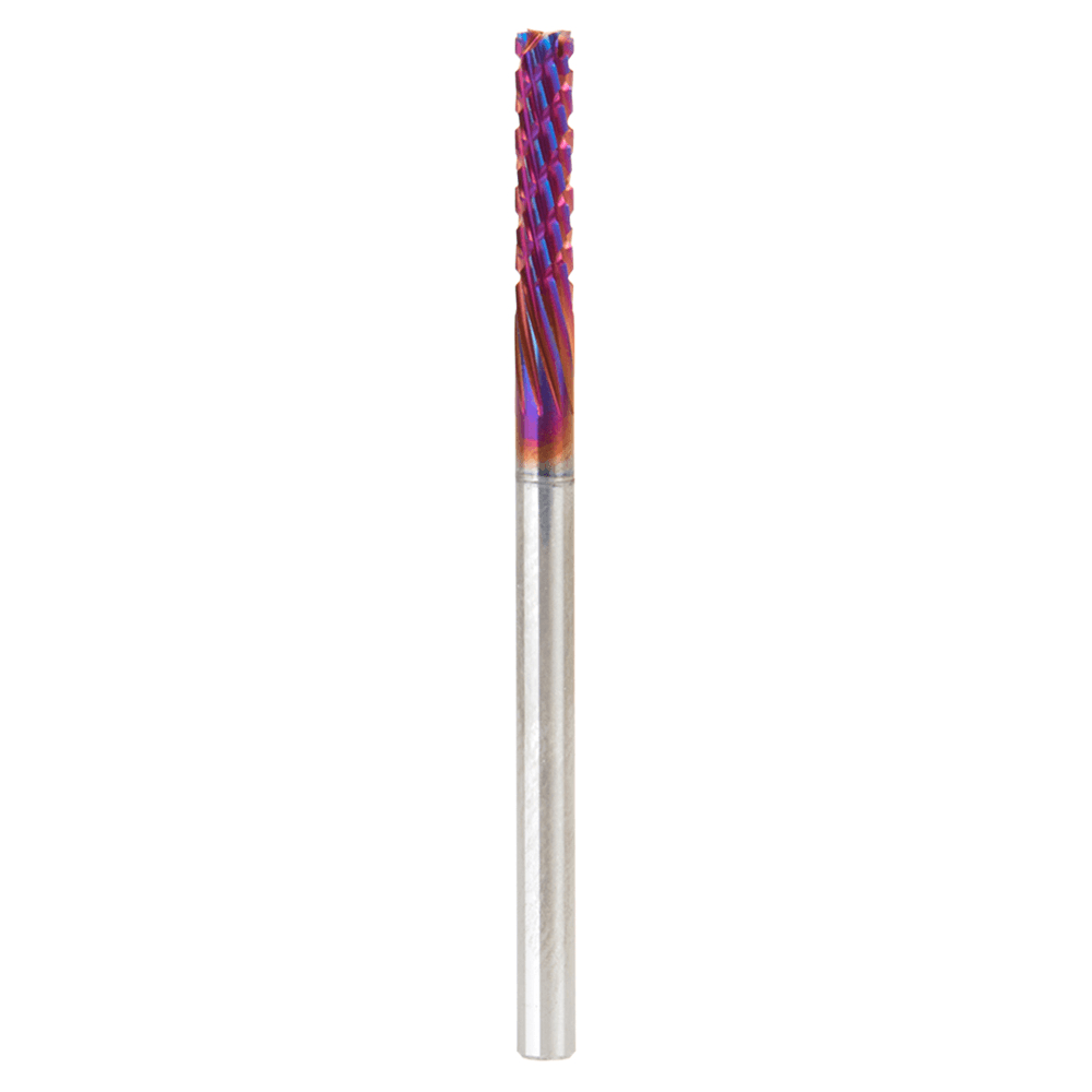 3mm x 50mm Solid Carbide CNC Spektra Extreme Tool Life Coated Down-Cut Spiral Router Bit, 10-Flute, 3mm Shank Main - Image
