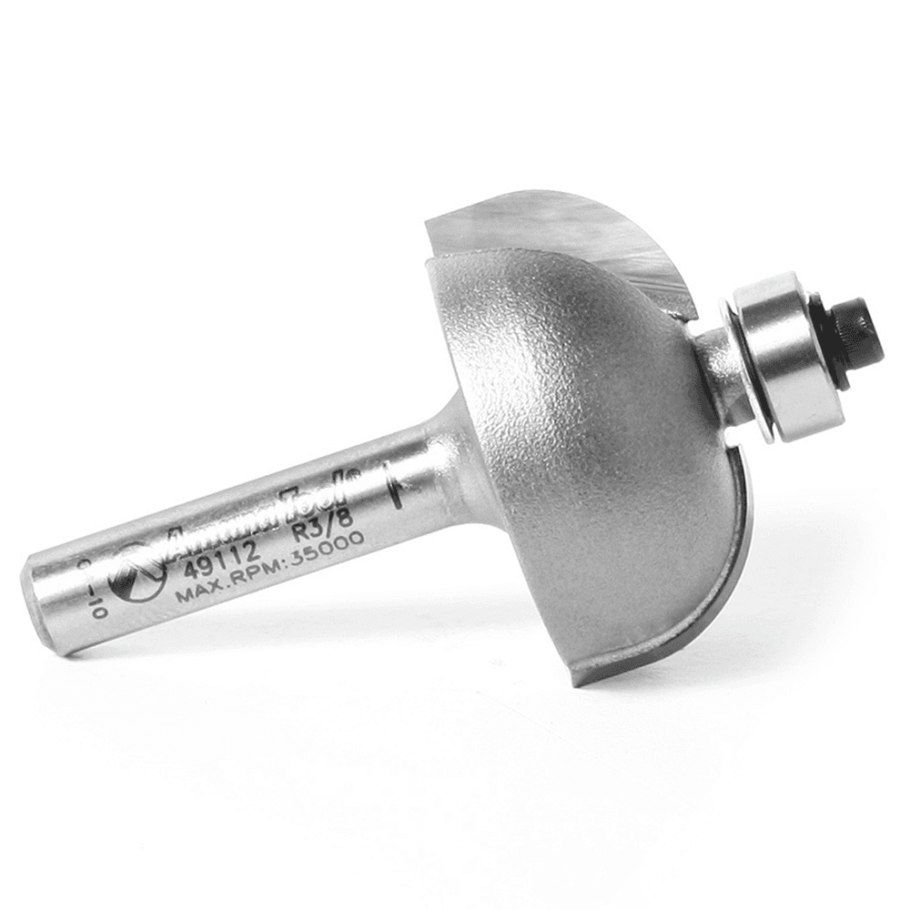 1-1/8" x 3/8" Radius Cove Bit with Ball Bearing, 2-Flute, 1/4" Shank - Alt Image 1