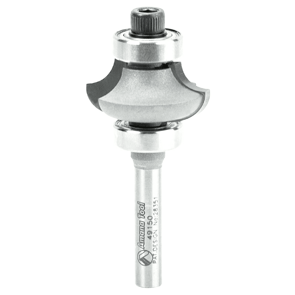 1-1/8" x 1/4" Radius Matching Corner Round/Cove Router Bit with Double Ball Bearing, 2-Flute, 1/4" Shank - Main Image