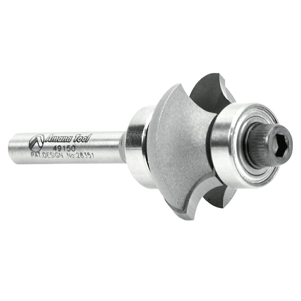 1-1/8" x 1/4" Radius Matching Corner Round/Cove Router Bit with Double Ball Bearing, 2-Flute, 1/4" Shank - Alt Image 2