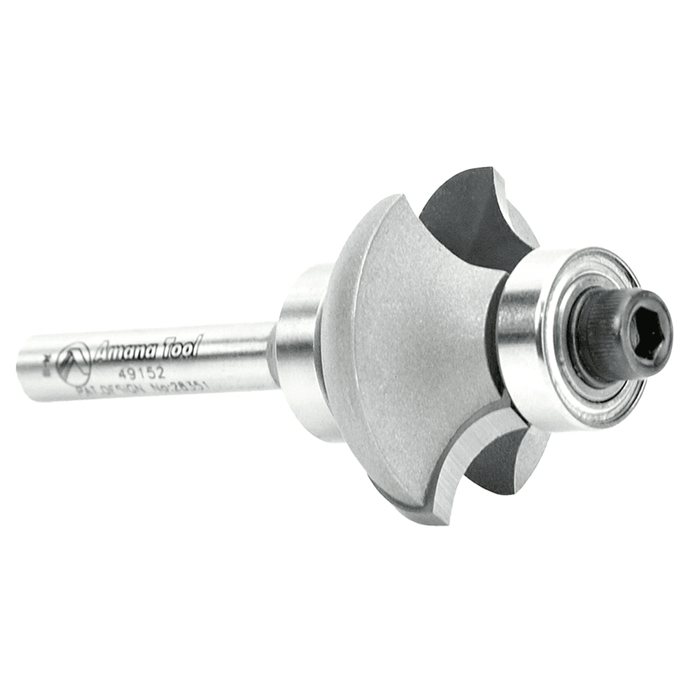 1-1/4" x 5/16" Radius Matching Corner Round/Cove Router Bit with Double Ball Bearing, 1/4" Shank - Alt Image 2