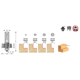 1-1/4" Dia x 1/2" Multi-Rabbet Four Different Rabbet Bit, 1/2" Shank, 4 Flute, Up-Shear Alt 1 - Image