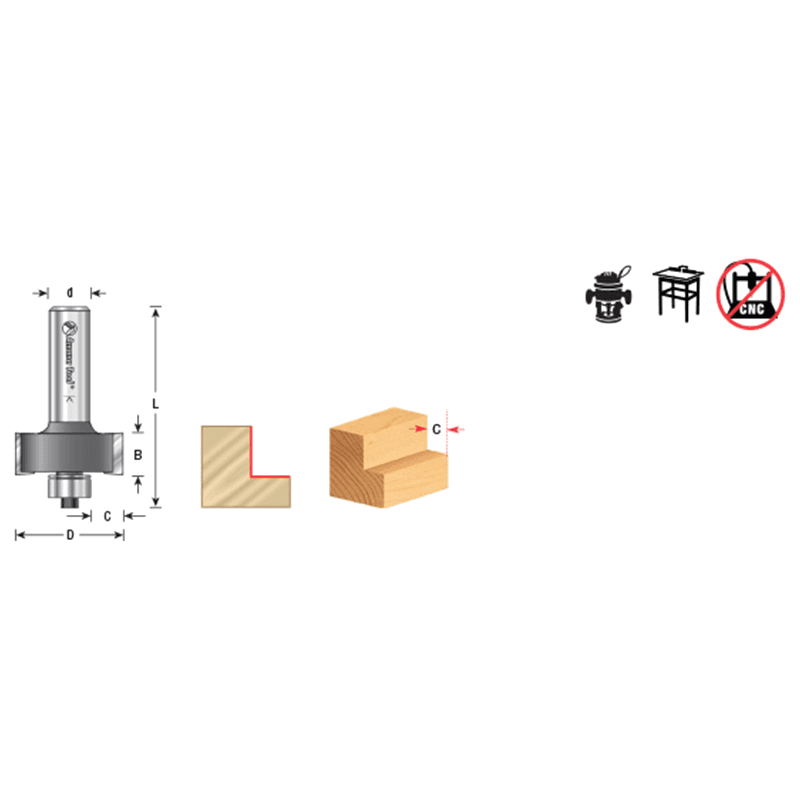 1/2" Depth x 1-3/8" Dia x 1/2" Rabbeting Bit, 1/4" Shank Alt 1 - Image