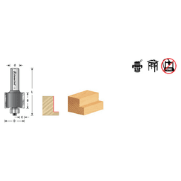 1-1/16" Dia x 7/8" Special Rabbet Bit, 2 Flute, 1/2" Shank Alt 3 - Image
