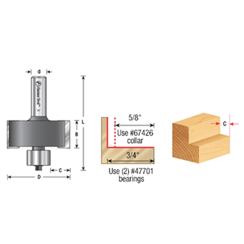 2" x 3" Super Rabbet Bit, 2-Flute, 1/2" Shank - Alt Image 3