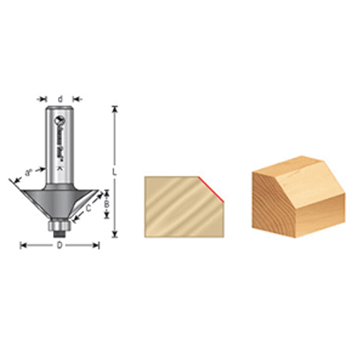 2-3/8" x 2-7/8" Chamfer Router Bit, 2-Flute, 1/2" Shank - Alt Image 3