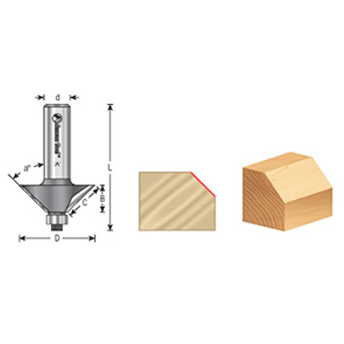 1-3/8" x 2-3/4" Chamfer Router Bit, 2-Flute, 1/2" Shank - Alt Image 3