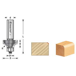 2-1/4" x 1/16" Radius Corner Rounding Bit with Ball Bearing Guide, 2-Flute, 1/2" Shank - Alt Image 3