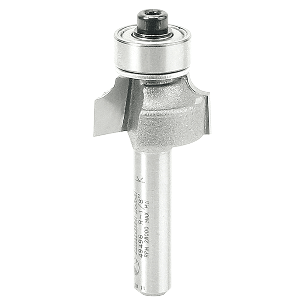 2" x 1/8" Radius Corner Rounding Bit with Ball Bearing Guide, 2-Flute, 1/4" Shank - Main Image