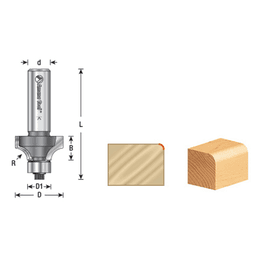 2" x 3/16" Radius Corner Rounding Bit with Ball Bearing Guide, 2-Flute, 1/4" Shank - Alt Image 3