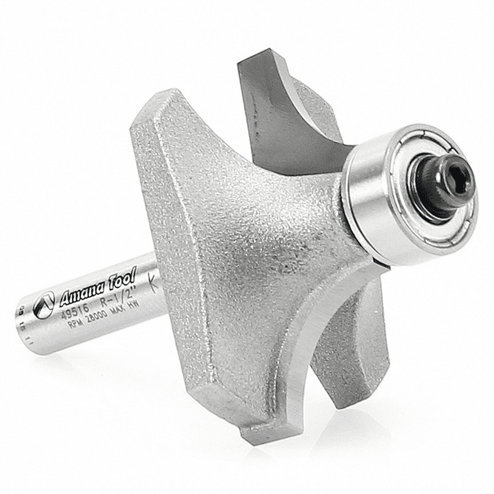 2-1/4" x 1/2" Radius Corner Rounding Bit with Ball Bearing Guide, 2-Flute, 1/4" Shank - Alt Image 2