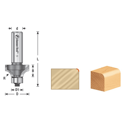 2-5/8" x 1/2" Radius Corner Rounding Bit with Ball Bearing Guide, 2-Flute, 1/2" Shank - Alt Image 3