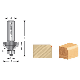 2-5/8" x 1/2" Radius Corner Rounding Bit with Ball Bearing Guide, 2-Flute, 1/2" Shank - Alt Image 3