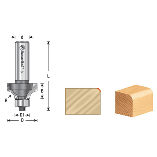 2-7/8" x 3/4" Radius Corner Rounding Bit with Ball Bearing Guide, 2-Flute, 1/2" Shank - Alt Image 3