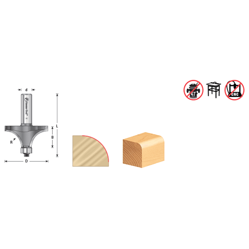 2-1/2" Dia x 1-1/4" Carbide Tipped Corner Round Bit, 1 Radius, 1/2" Shank Alt 1 - Image