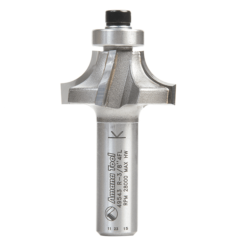 1-3/8" x 3/8" Radius Corner Rounding/Beading Router Bit, 4-Flute, 1/2" Shank - Main Image