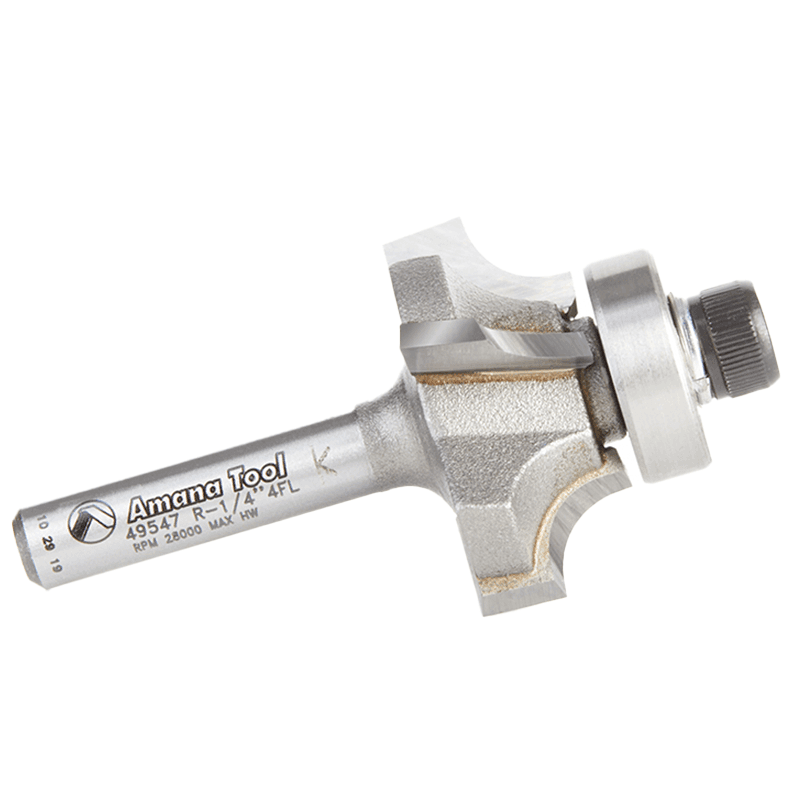 1-1/8" x 1/4" Radius Corner Rounding/Beading Router Bit, 4-Flute, 1/4" Shank - Alt Image 1