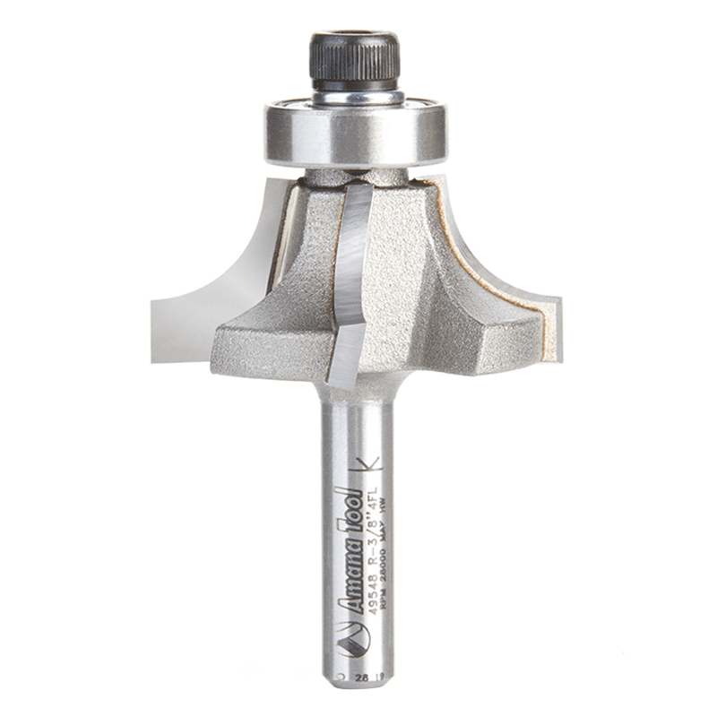 1-3/8" x 3/8" Radius Corner Rounding/Beading Router Bit, 4-Flute, 1/4" Shank - Main Image