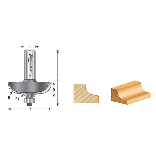 1-3/4" x 3/8" Radius Door Edge Detail Bit, 2-Flute, 1/2" Shank - Alt Image 3