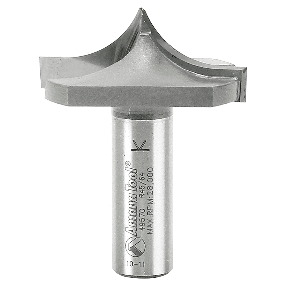 1-3/4" x 23/32" Radius Plunge Ovolo Router Bit with Center Point, 2-Flute, 1/2" Shank - Main Image