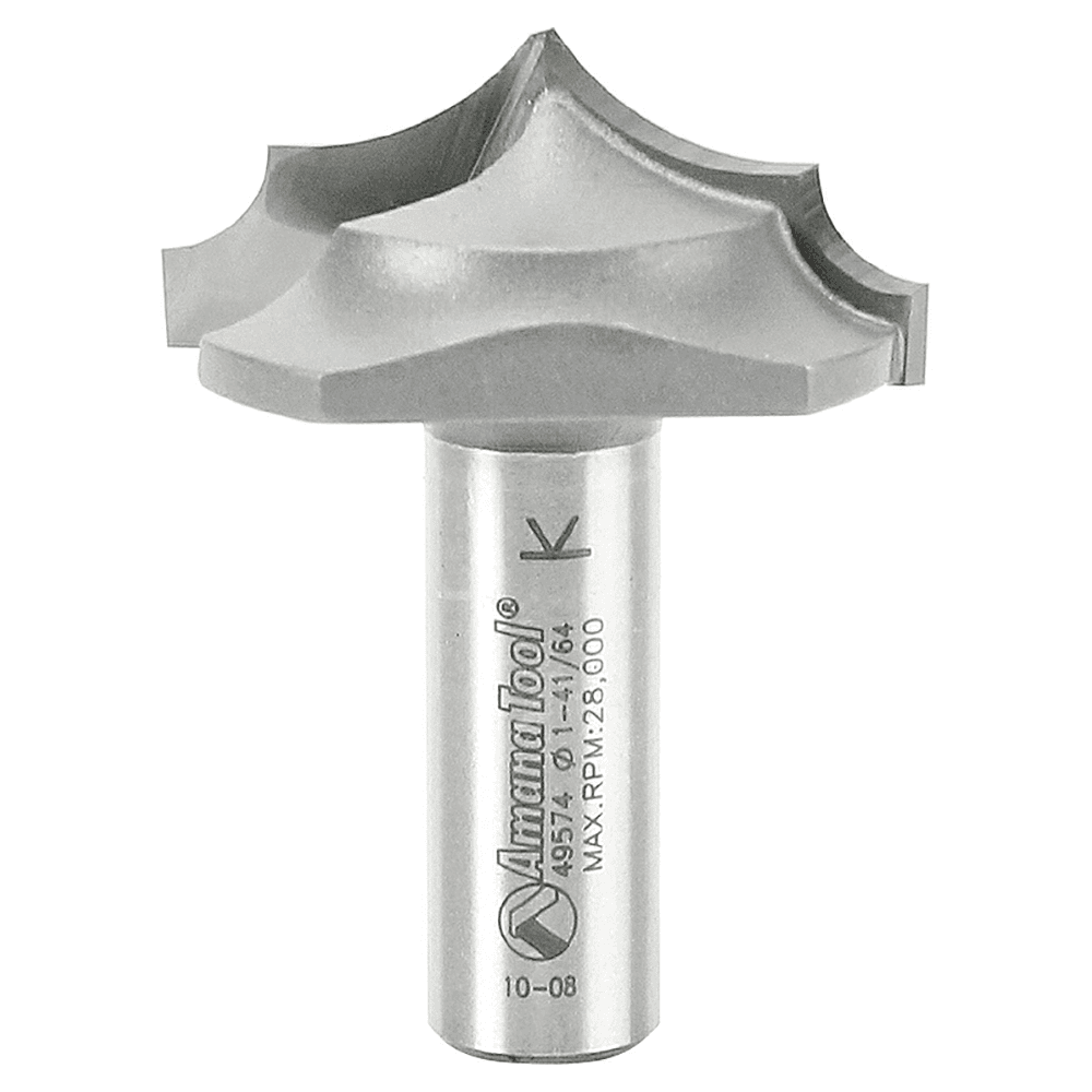 1-5/8" x 19/32" Radius Plunge Ovolo Router Bit with Center Point, 2-Flute, 1/2" Shank - Main Image