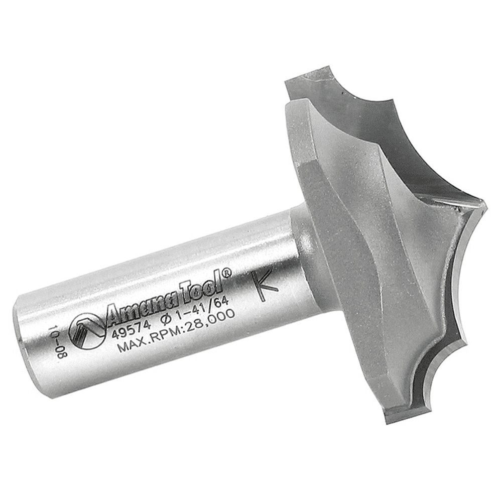 1-5/8" x 19/32" Radius Plunge Ovolo Router Bit with Center Point, 2-Flute, 1/2" Shank - Alt Image 1