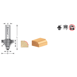 1-1/4" Dia x 5/8" Carbide Tipped Beading Bit, 3/8" Radius, 1/4" Shank Alt 1 - Image