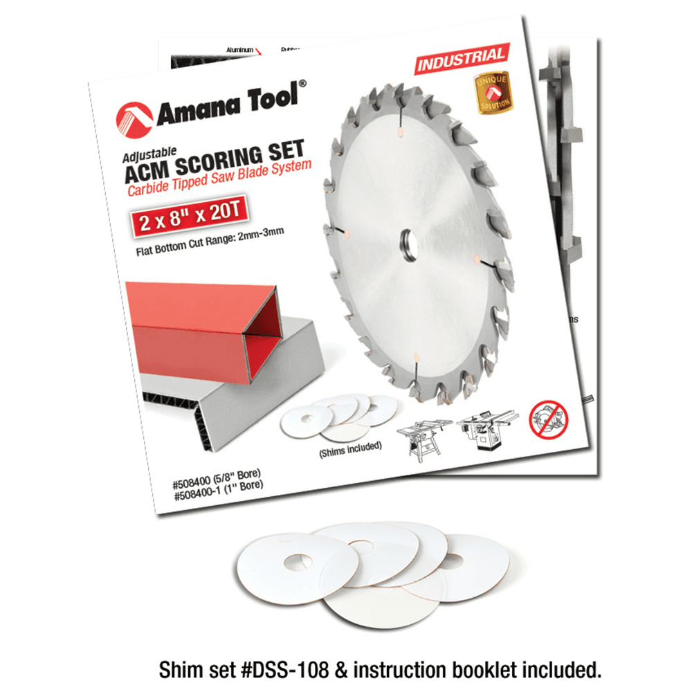 8" Dia x 2 x 20 Teeth Carbide Tipped Adjustable ACM Scoring Set, 5/8 Bore Saw Blade Alt 3 - Image