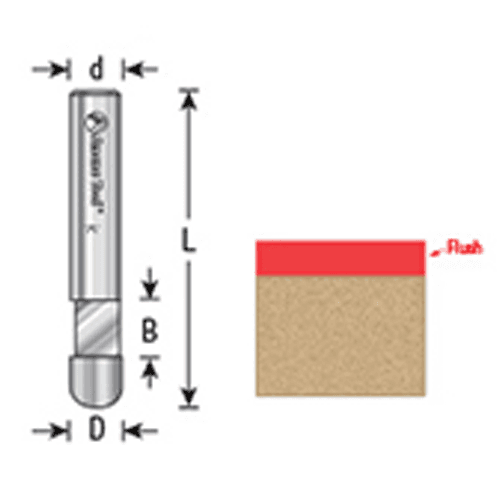 1/4" x 1-1/2" Panel Pilot Flush Trim Bit, 1-Flute, 1/4" Shank - Alt Image 3