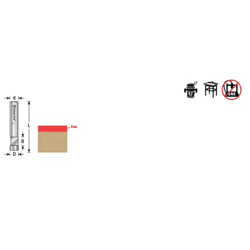 1/4" x 1-1/2" Short/Flat Pilot Bit for Dado Clean Out and Cleaning Flush Trim, 1-Flute, 1/4" Shank - Alt Image 3