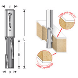 1/2" x 3-1/8" Opposite-Shear Staggertooth Bit, 2-Flute, 1/2" Shank - Alt Image 3