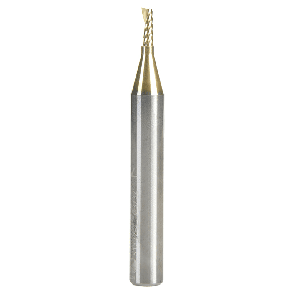 3/32" x 2" x 1/4" Up-Cut 'O' Aluminum Cutting CNC Spiral Router Bit, 1-Flute, 1/4" shank Alt 1 - Image