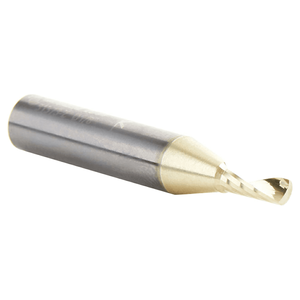 1/8" x 1-1/2" ZrN Coated Up-Cut 'O' Aluminum Cutting CNC Spiral Router Bit, 1-Flute, 1/4" Shank - Alt Image 2