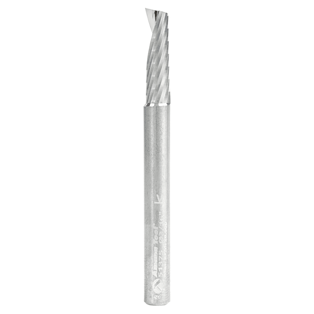 3/16" x 2" x 5/8" Up-Cut 'O' Aluminum Cutting CNC Spiral Router Bit, 1-Flute, 3/16" Shank - Main Image