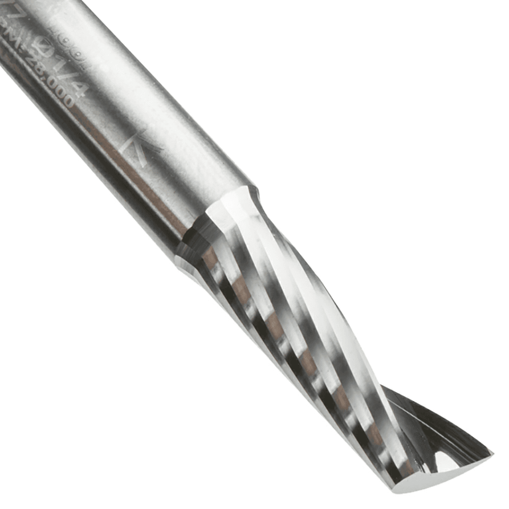 1/4" x 2" x 3/4" Up-Cut 'O' Aluminum Cutting CNC Spiral Router Bit, 1-Flute, 1/4" Shank - Alt Image 2