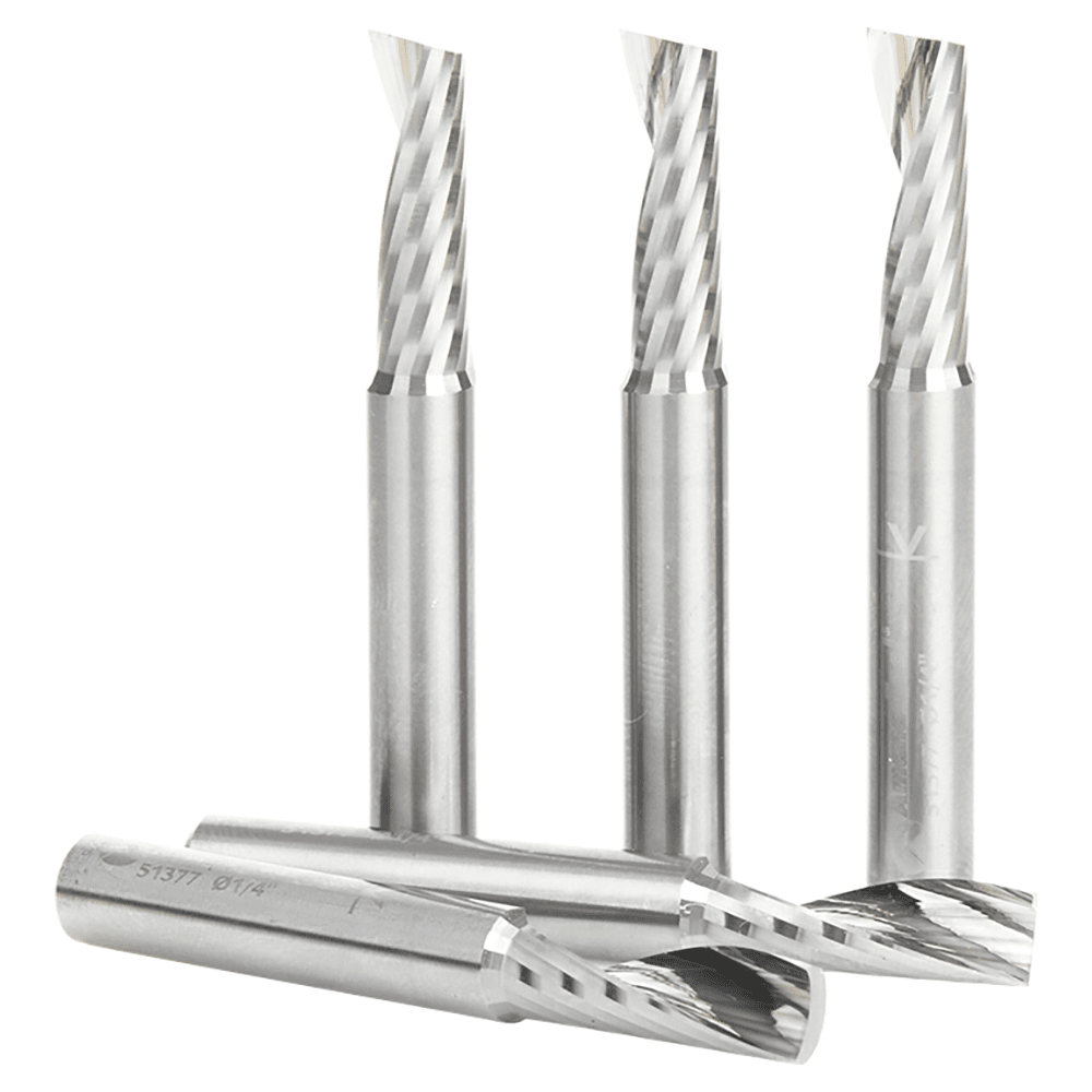51377-5 1/4" x 2" Up-Cut 'O' Aluminum Cutting CNC Spiral Router Bit, 1-Flute, 1/4" shank (5/Pack) Alt 1 - Image